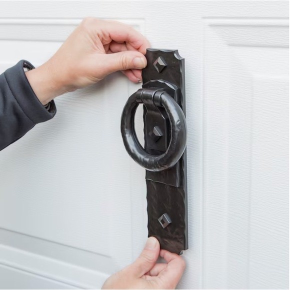 Decorative Garage Door Hardware Kit | Rustic Rings Handles & Hinges - Picture 3 of 5